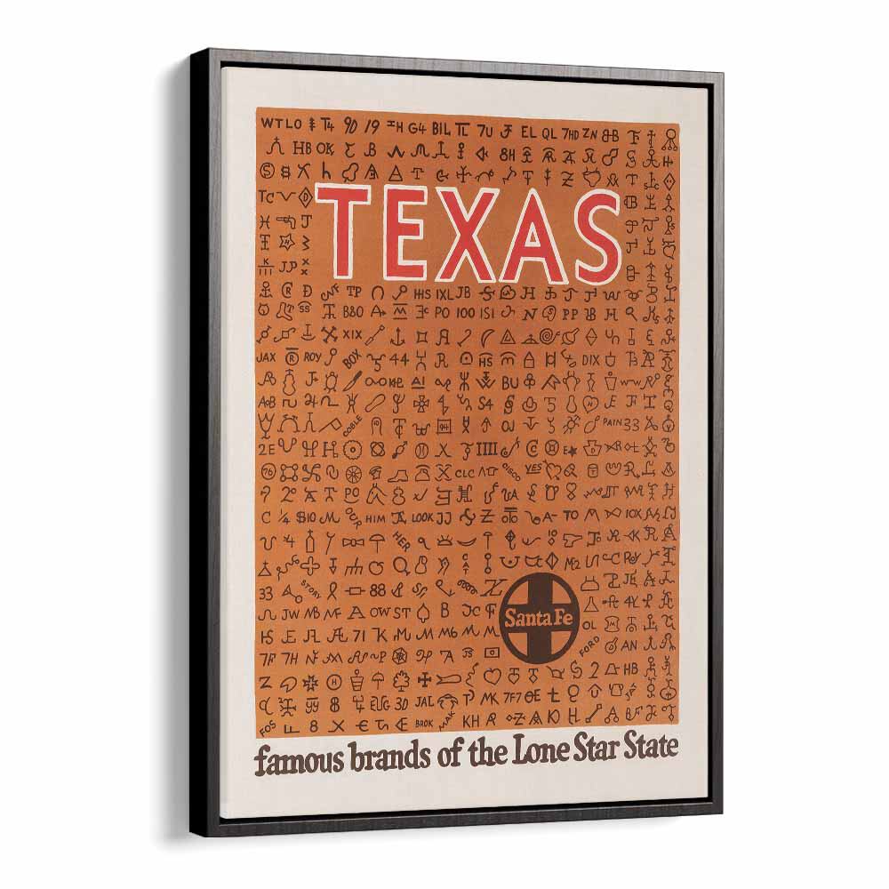 Texas  Retro Travel Posters in Black Floater Frame