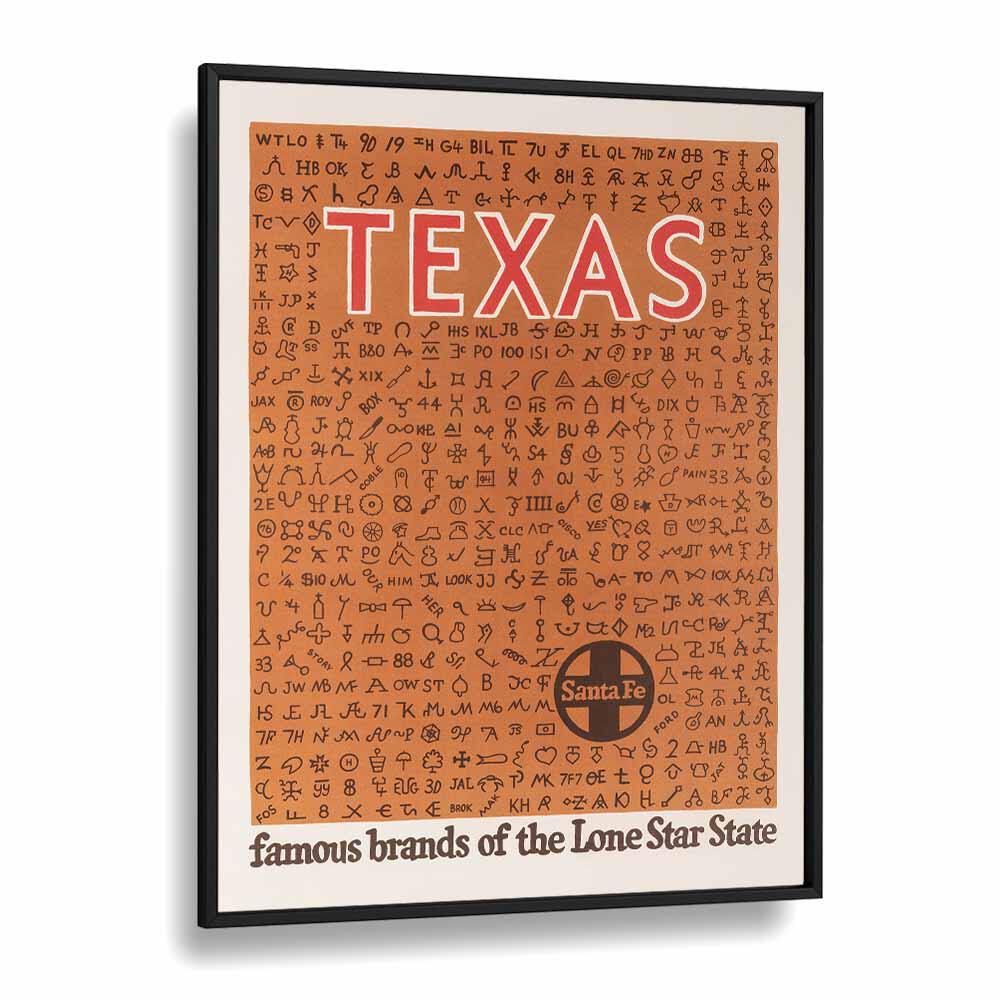 Texas  Retro Travel Posters in Black Plain Frame