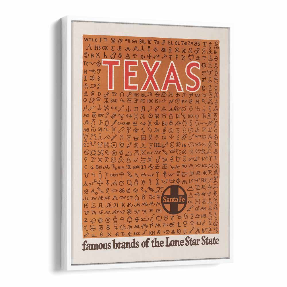 Texas  Retro Travel Posters in White Floater Frame