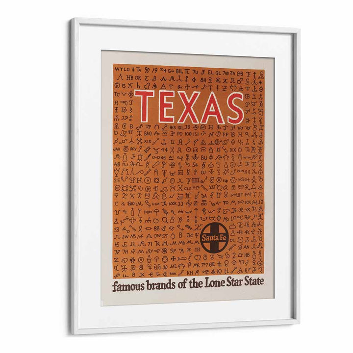 Texas  Retro Travel Posters in White Frame With Mount