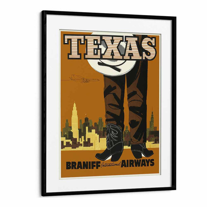 Texas-braniff International Airways  Travel Posters in Black Frame With Mount