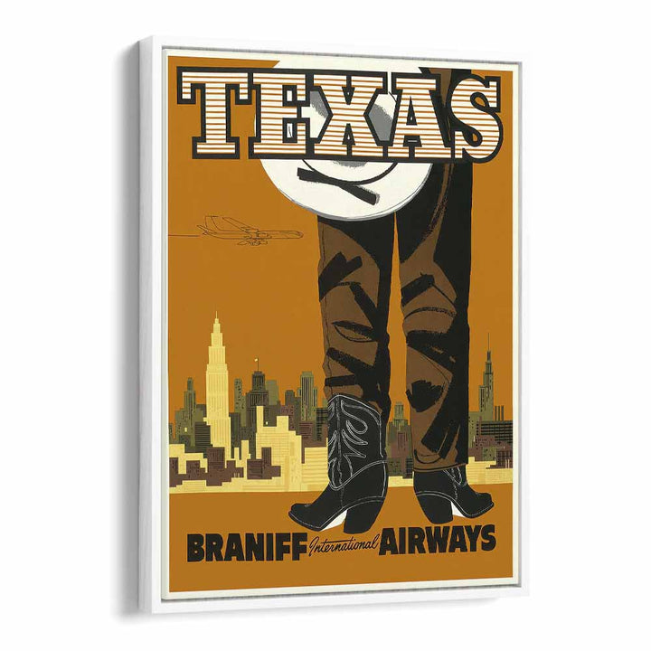 Texas-braniff International Airways  Travel Posters in White Floater Frame