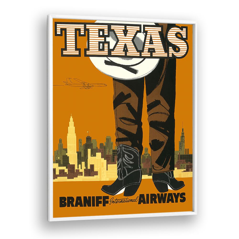 Texas-braniff International Airways  Travel Posters in White Plain Frame