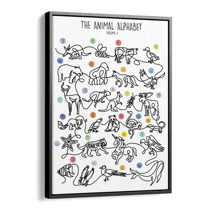 The Animal Alphabet Volume II by Hanna Lee Tidd Kids Paintings in Black Floater Frame