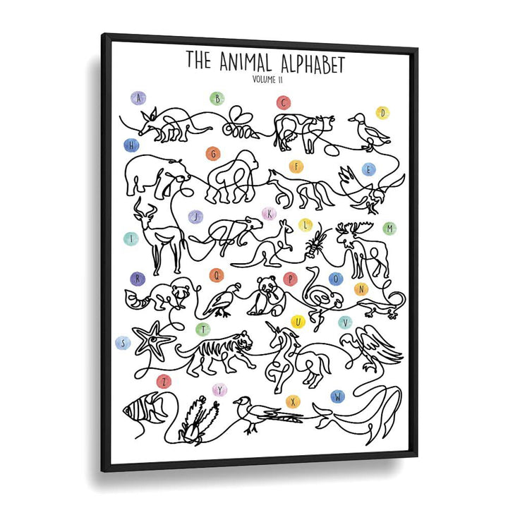 The Animal Alphabet Volume II by Hanna Lee Tidd Kids Paintings in Black Plain Frame