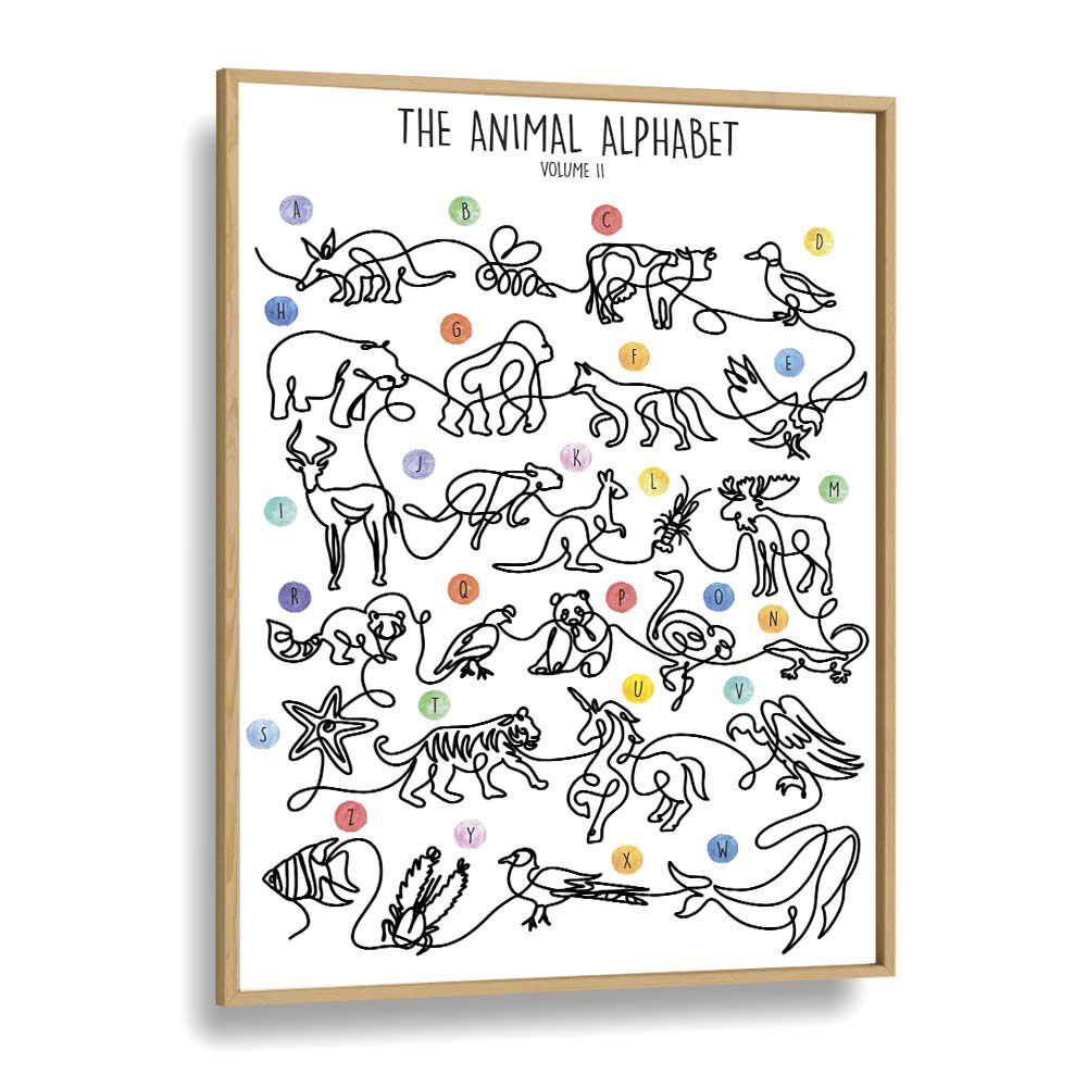 The Animal Alphabet Volume II by Hanna Lee Tidd Kids Paintings in Oak Wood Plain Frame