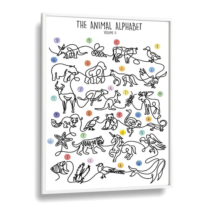 The Animal Alphabet Volume II by Hanna Lee Tidd Kids Paintings in White Plain Frame