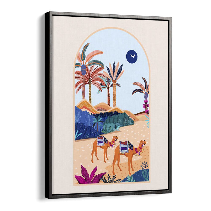 The Arbian Desert By Uma Gokhale Landscape Art Prints in Black Floater Frame