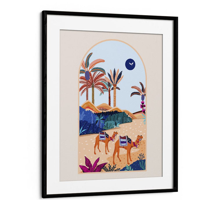 The Arbian Desert By Uma Gokhale Landscape Art Prints in Black Frame With Mount