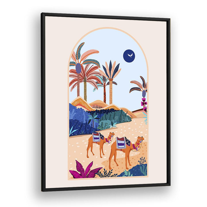 The Arbian Desert By Uma Gokhale Landscape Art Prints in Black Plain Frame