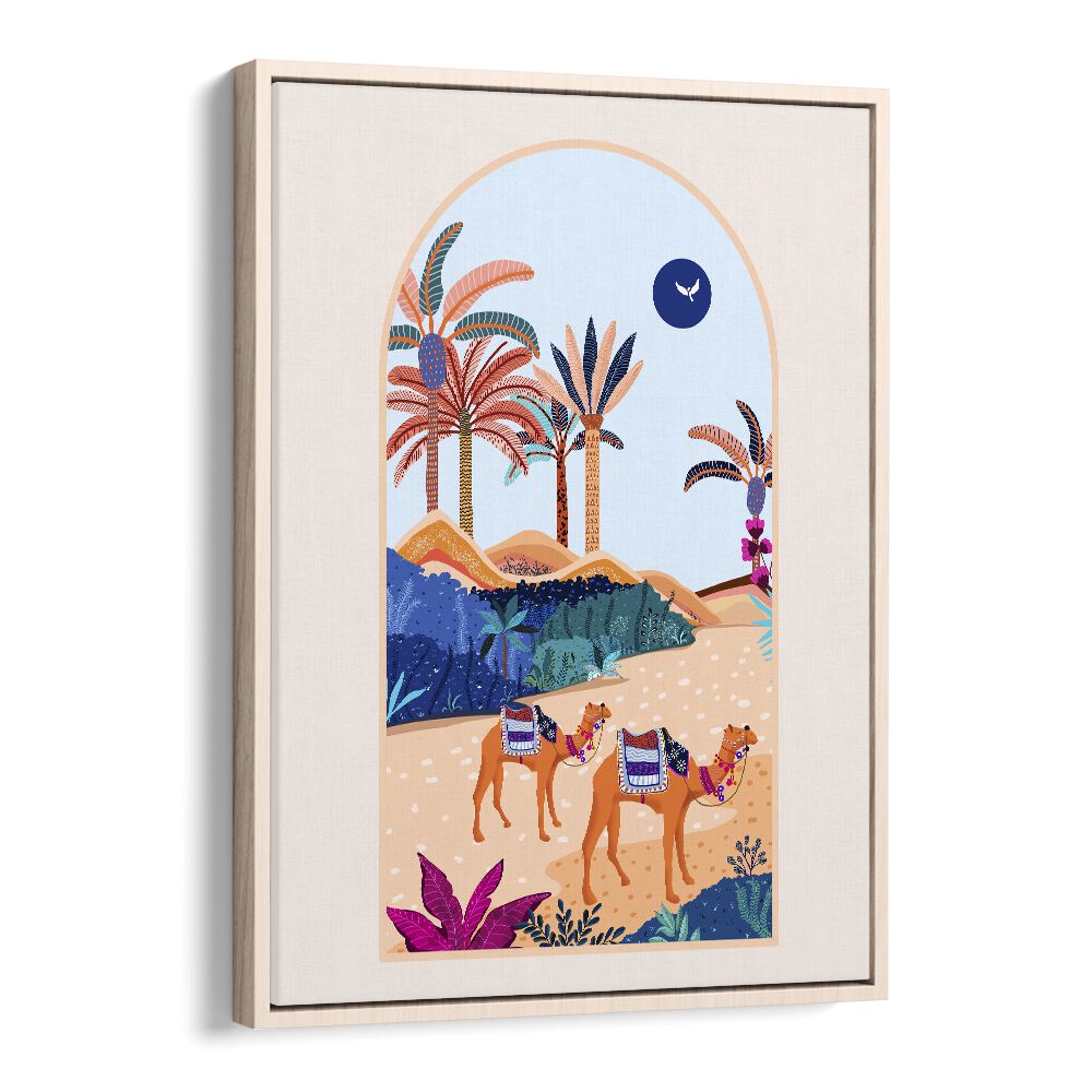 The Arbian Desert By Uma Gokhale Landscape Art Prints in Oak Wood Floater Frame