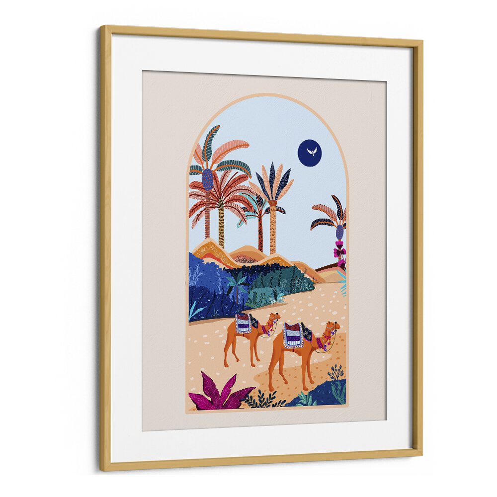 The Arbian Desert By Uma Gokhale Landscape Art Prints in Oak Wood Frame With Mount