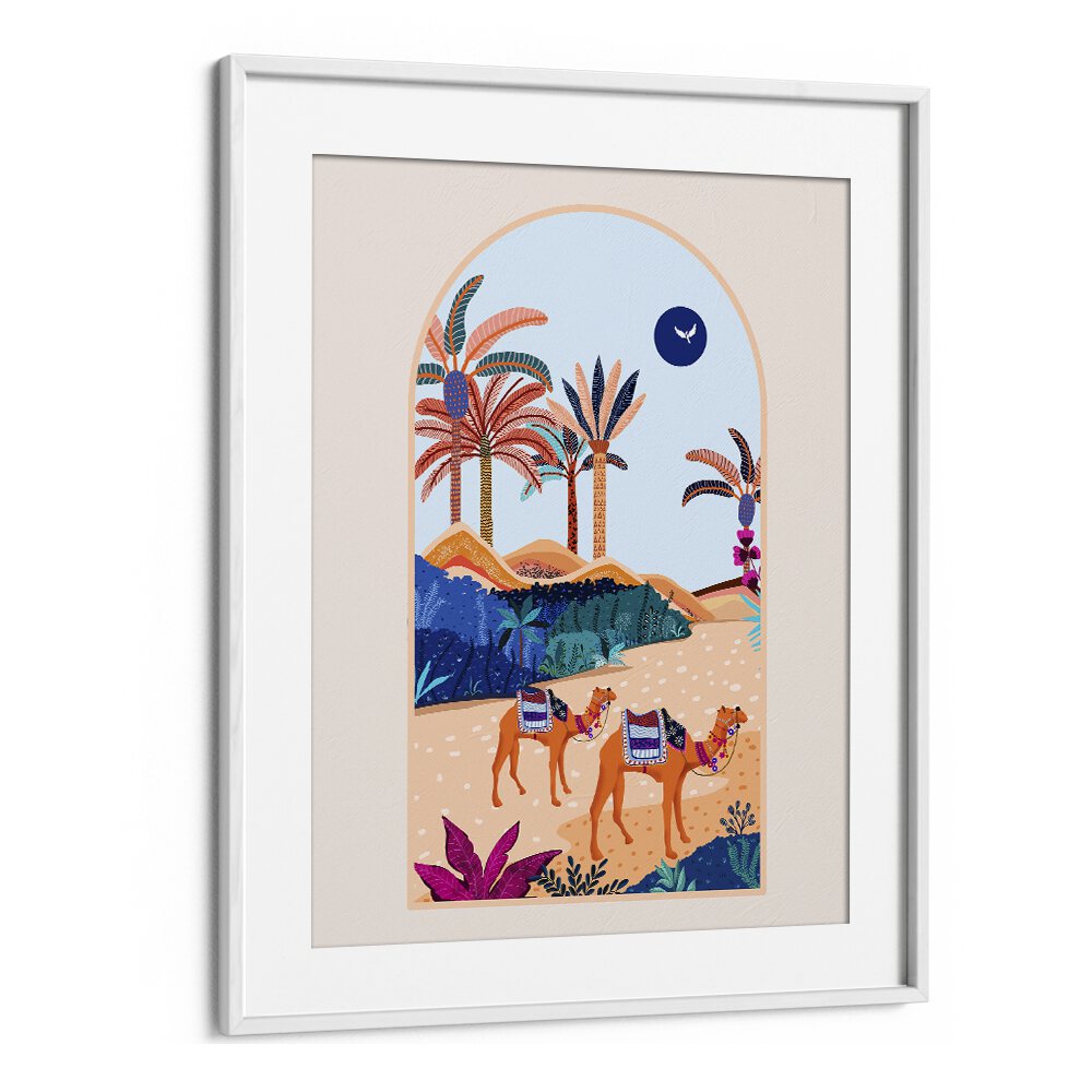 The Arbian Desert By Uma Gokhale Landscape Art Prints in White Frame With Mount