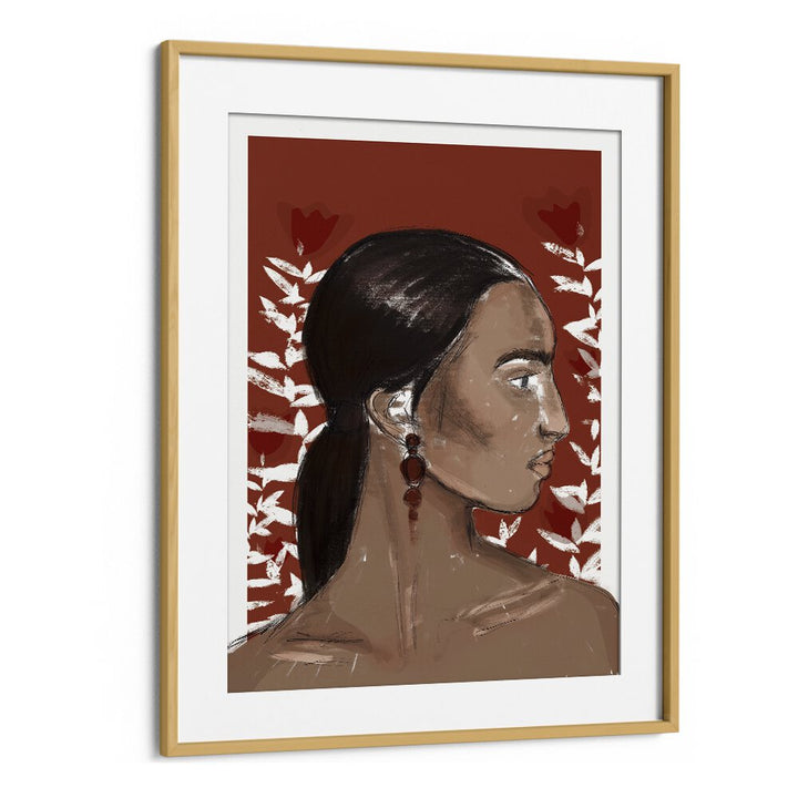 The Beginning by Treechild Women Illustration Paintings in Oak Wood Frame With Mount