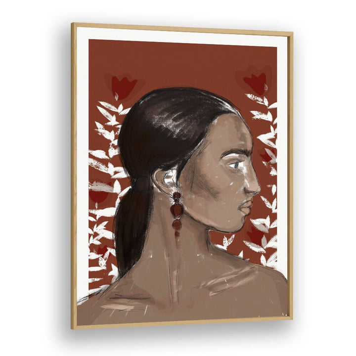 The Beginning by Treechild Women Illustration Paintings in Oak Wood Plain Frame