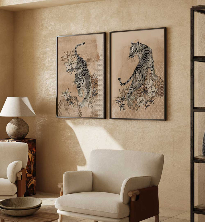 THE BENGAL DEN , SET OF 2 PAINTINGS