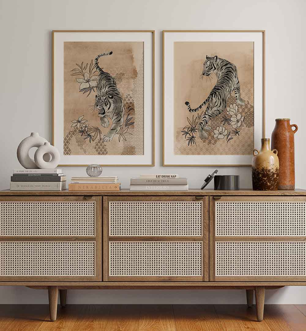 THE BENGAL DEN , SET OF 2 PAINTINGS