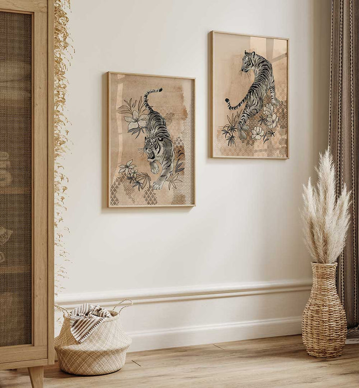 THE BENGAL DEN , SET OF 2 PAINTINGS