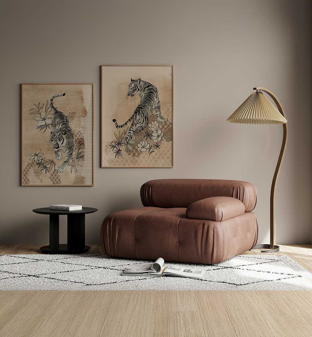 THE BENGAL DEN , SET OF 2 PAINTINGS