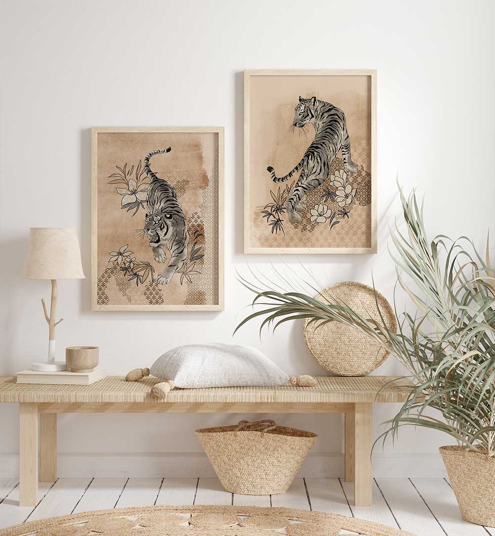 THE BENGAL DEN , SET OF 2 PAINTINGS