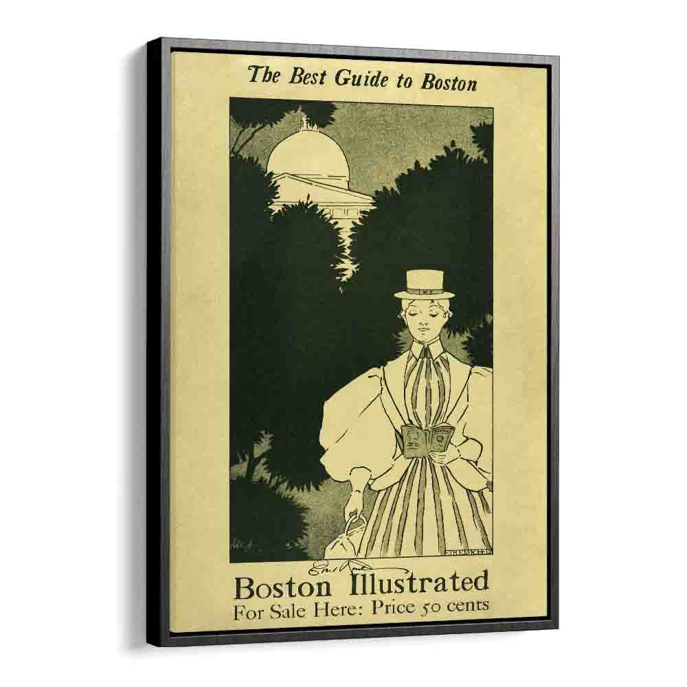 The Best Guide To Boston 1898-1900 By Ethel Reed Vintage Paintings in Black Floater Frame