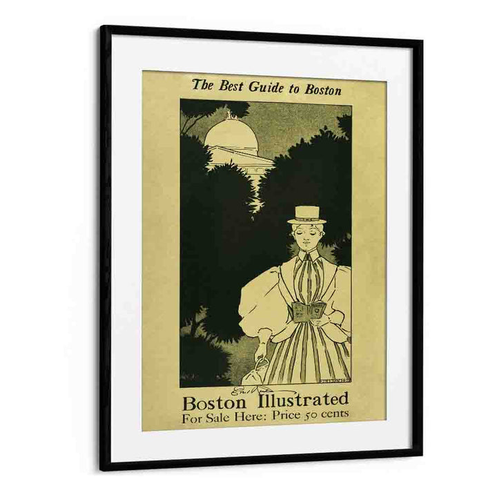 The Best Guide To Boston 1898-1900 By Ethel Reed Vintage Paintings in Black Frame With Mount