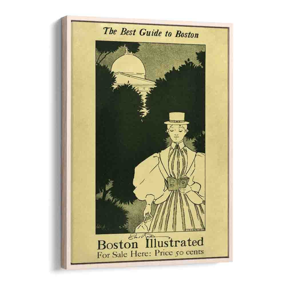 The Best Guide To Boston 1898-1900 By Ethel Reed Vintage Paintings in Oak Wood Floater Frame