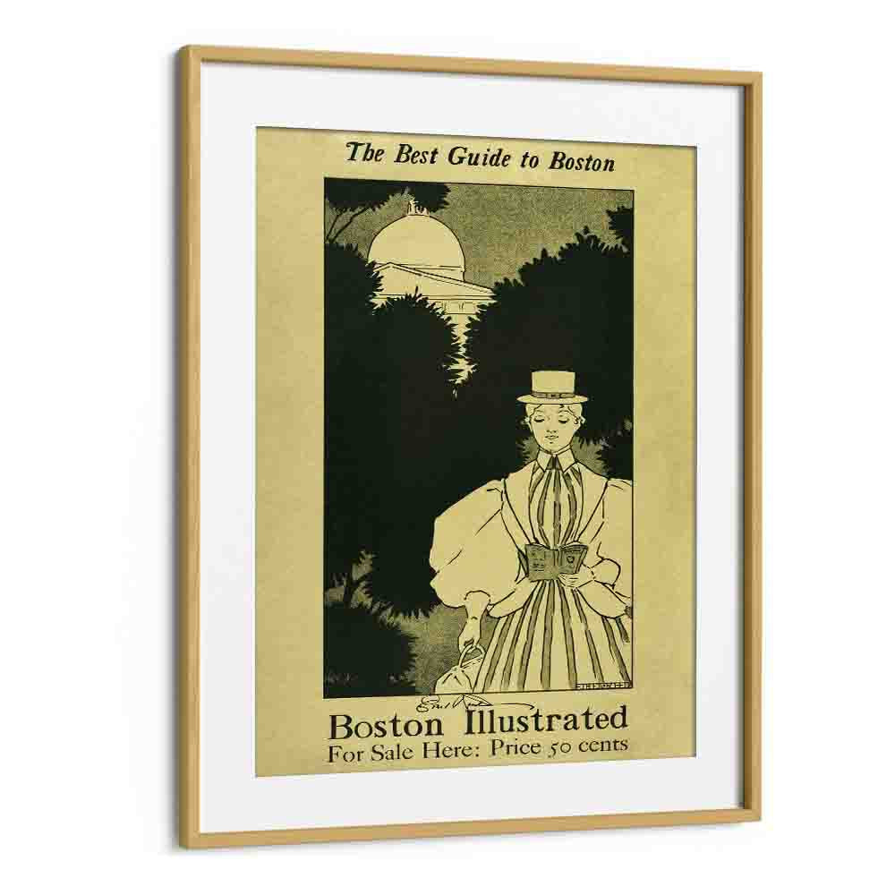 The Best Guide To Boston 1898-1900 By Ethel Reed Vintage Paintings in Oak Wood Frame With Mount