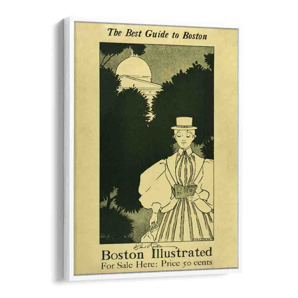 The Best Guide To Boston 1898-1900 By Ethel Reed Vintage Paintings in White Floater Frame