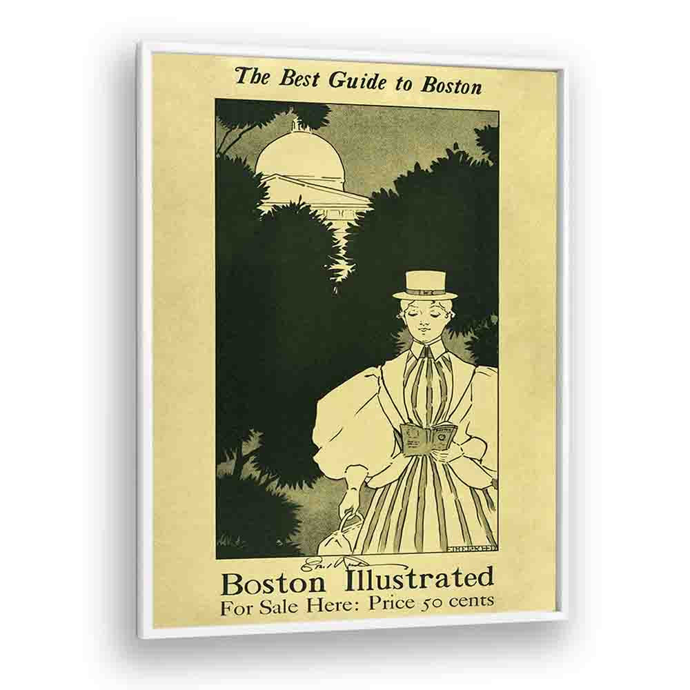 The Best Guide To Boston 1898-1900 By Ethel Reed Vintage Paintings in White Plain Frame