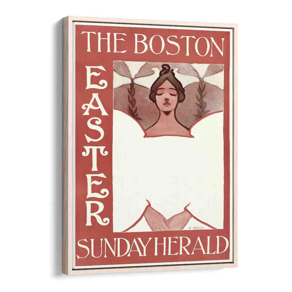 The Boston Easter Sunday Herald 1890-1900 By Ethel Reed Vintage Paintings in Oak Wood Floater Frame