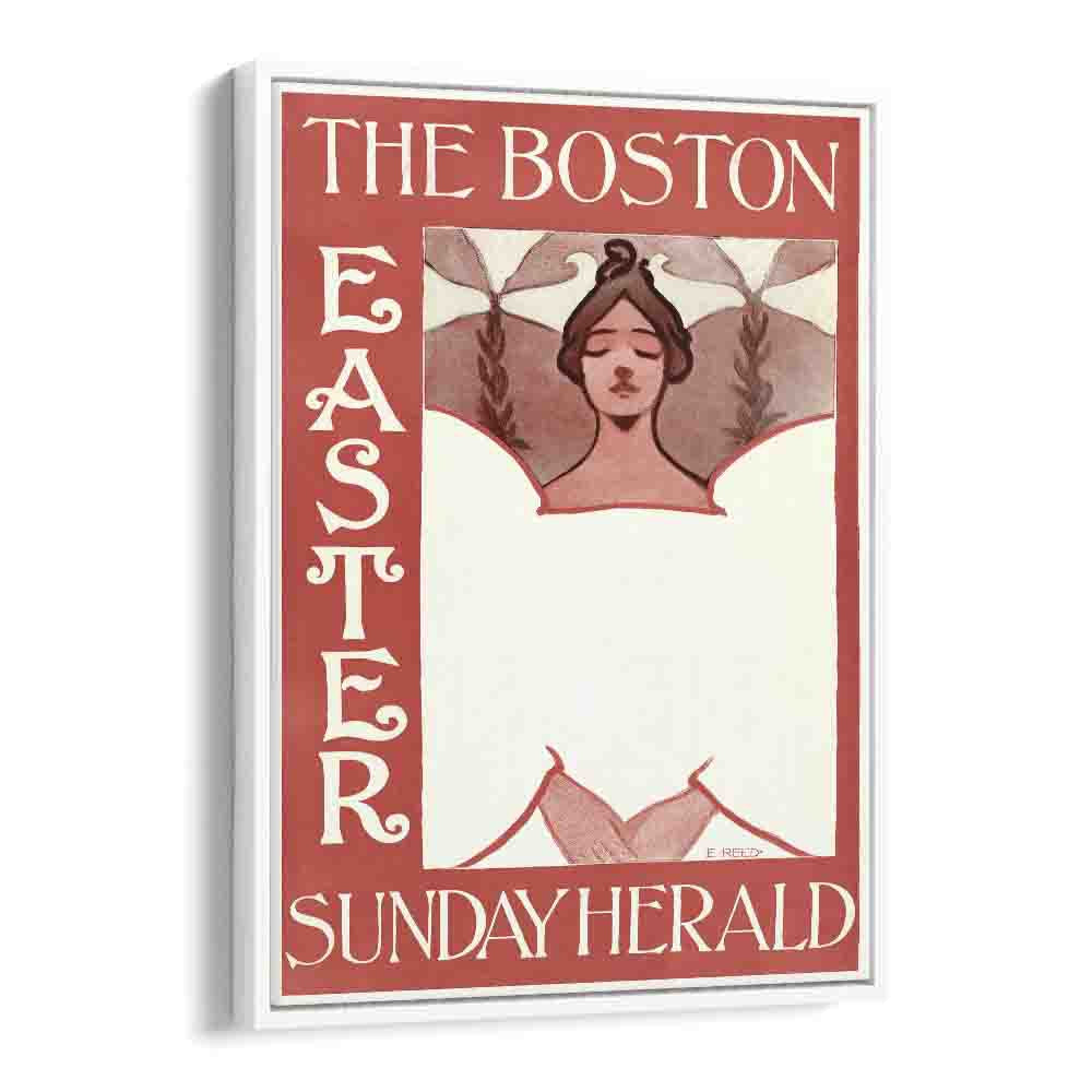 The Boston Easter Sunday Herald 1890-1900 By Ethel Reed Vintage Paintings in White Floater Frame