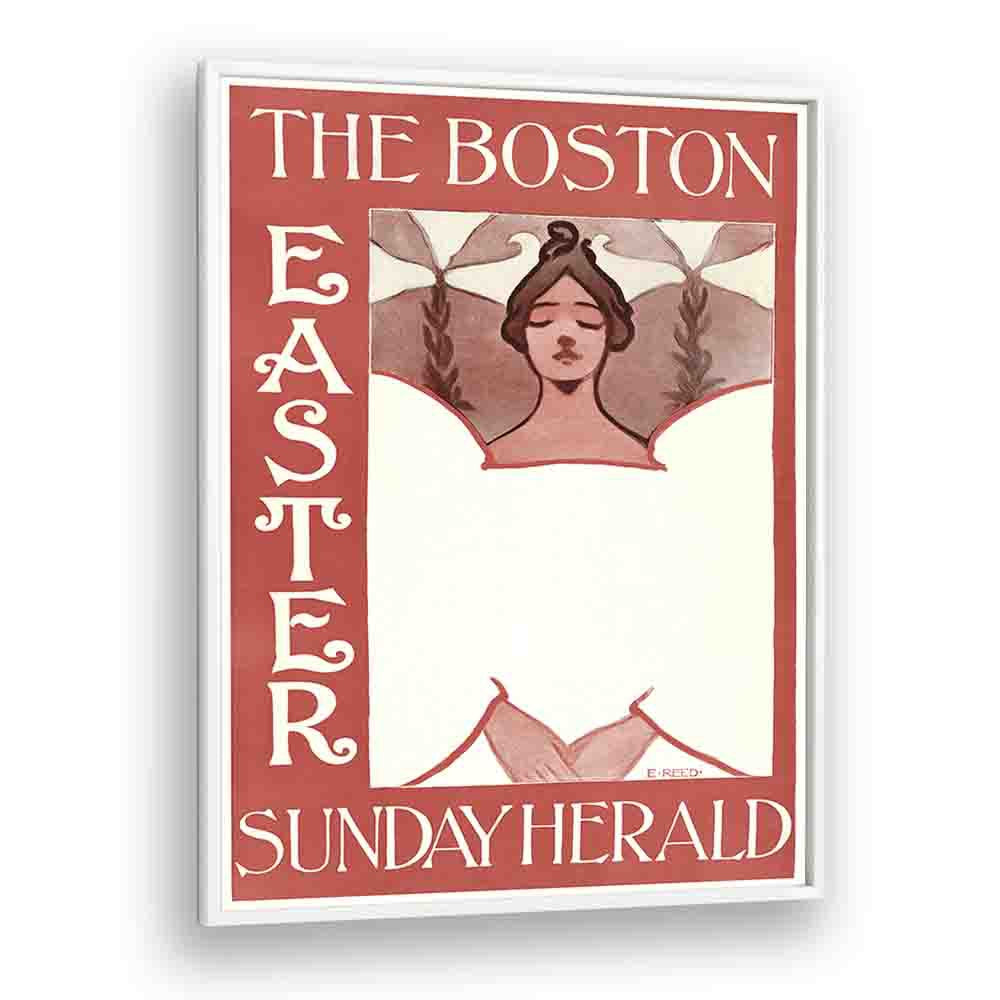 The Boston Easter Sunday Herald 1890-1900 By Ethel Reed Vintage Paintings in White Plain Frame