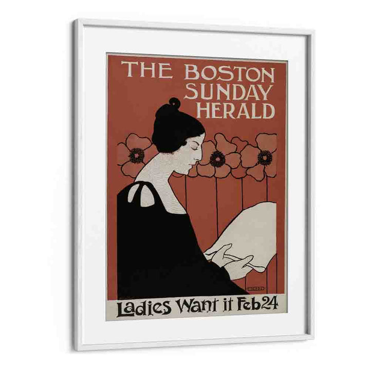 The Boston Sunday Herald 1895-1901 By Ethel Reed Vintage Paintings in White Frame With Mount