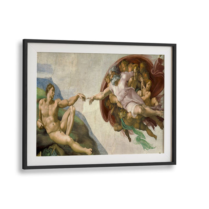 The Creation Of Adam Circa 1511 Vintage Paintings in Black Frame With Mount