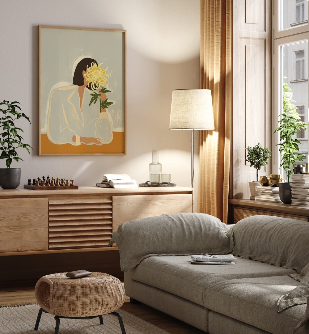 Decorate your space with THE CRYSANTHEMUM, PORTRAITS by Arty Guava, showcasing modern elegance and vibrant artistry.