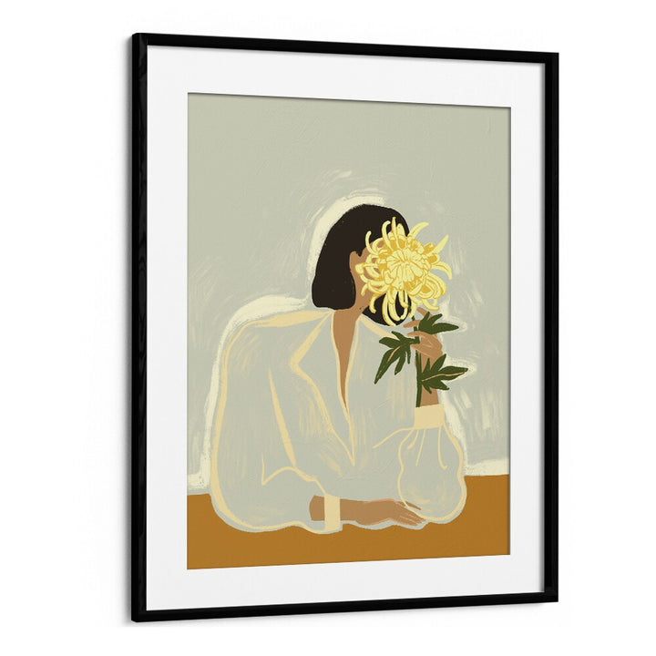 The Crysanthemum By Arty Guava Wall Art Prints in Black Frame With Mount