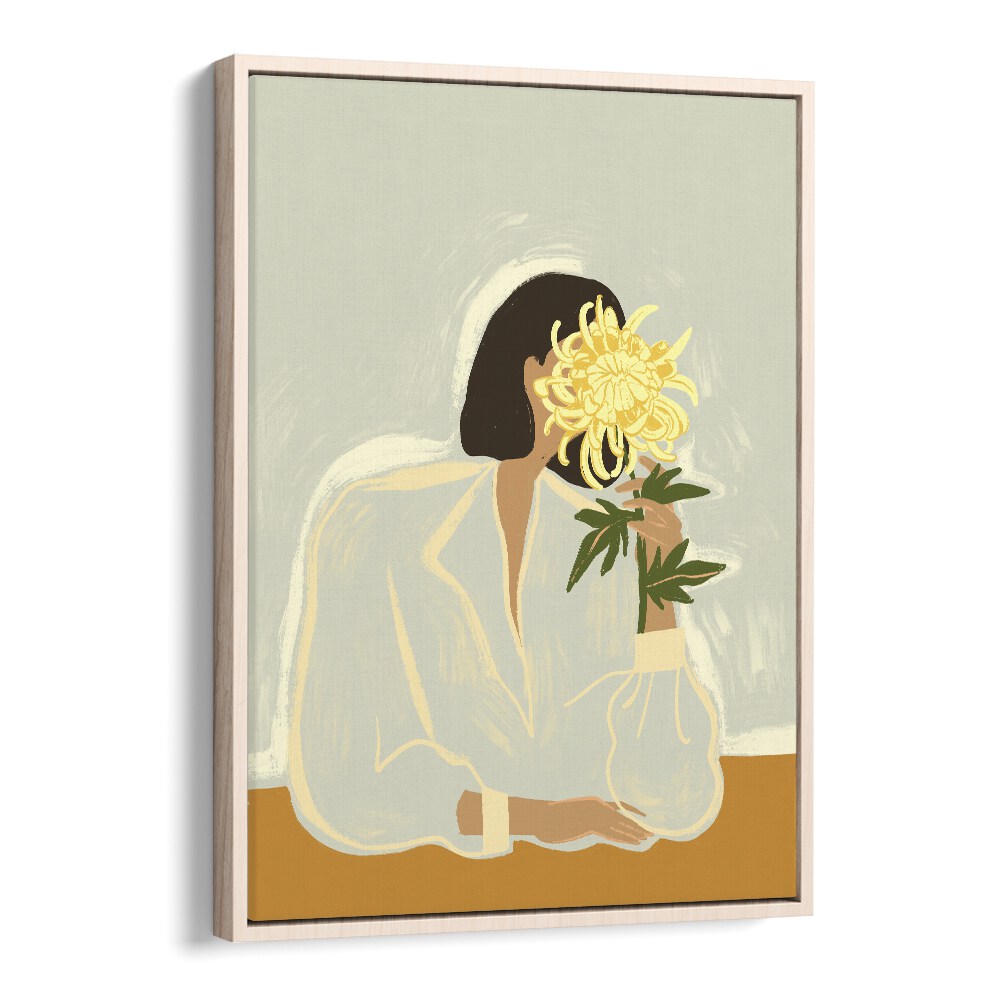 The Crysanthemum By Arty Guava Wall Art Prints in Oak Wood Floater Frame