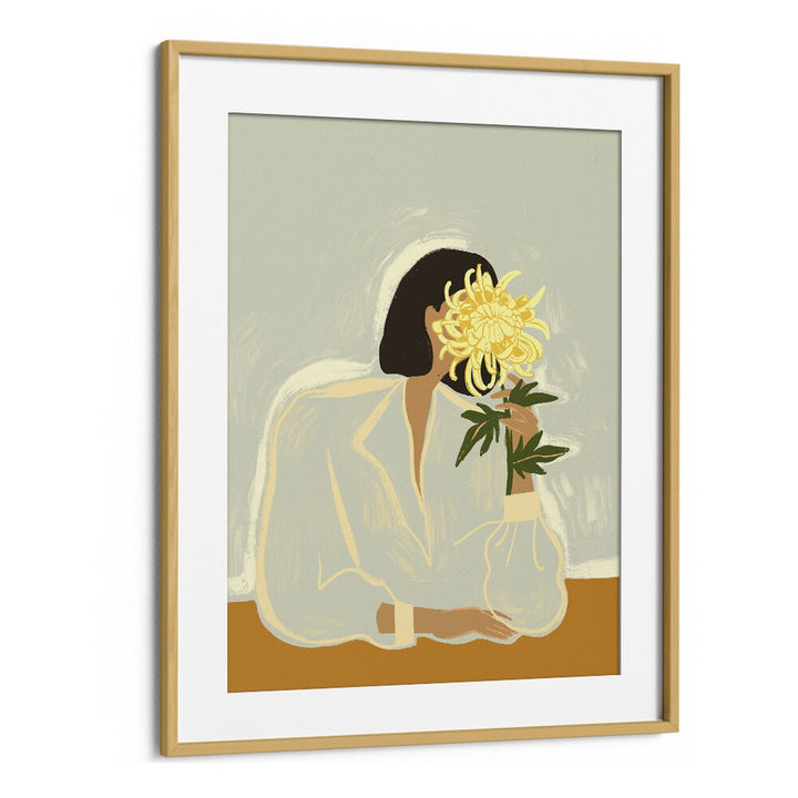 The Crysanthemum By Arty Guava Wall Art Prints in Oak Wood Frame With Mount