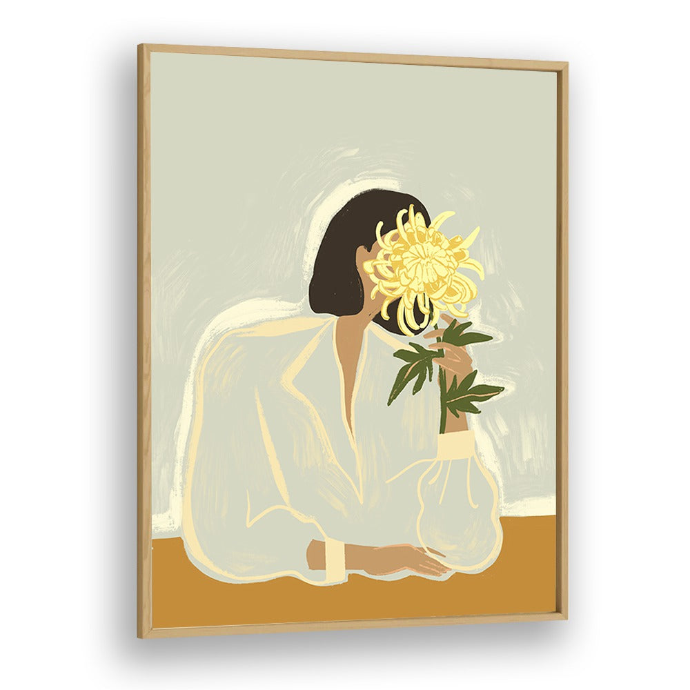 The Crysanthemum By Arty Guava Wall Art Prints in Oak Wood Plain Frame