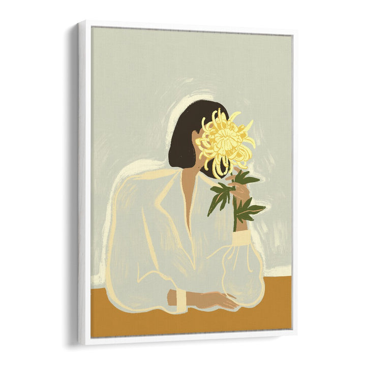 The Crysanthemum By Arty Guava Wall Art Prints in White Floater Frame