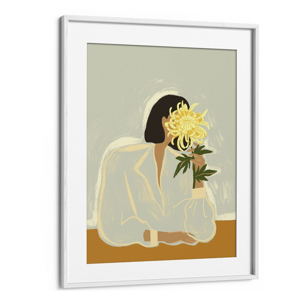 The Crysanthemum By Arty Guava Wall Art Prints in White Frame With Mount