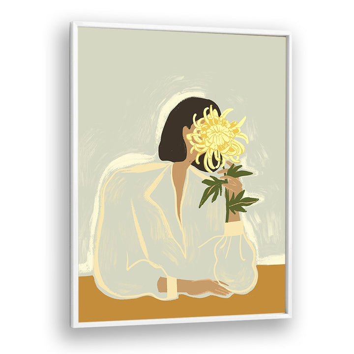 The Crysanthemum By Arty Guava Wall Art Prints in White Plain Frame