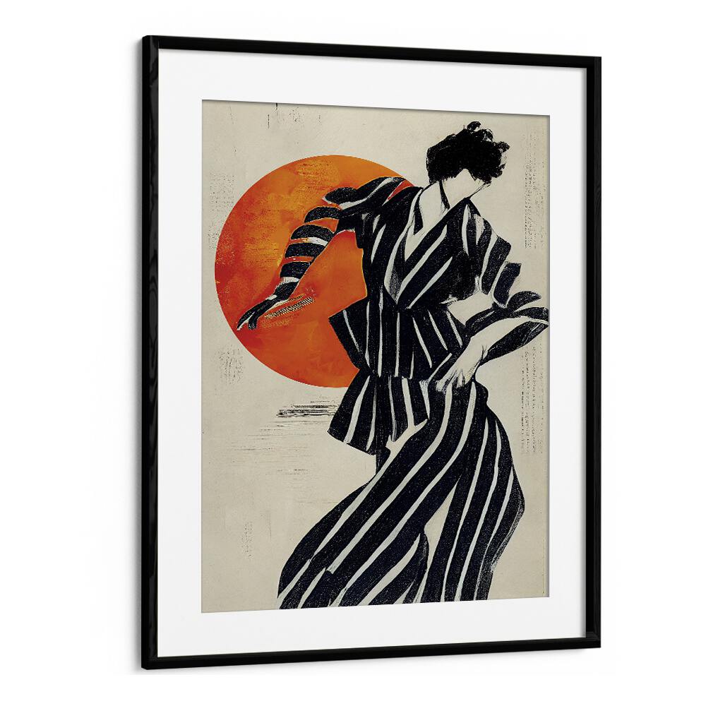 The Dancer by Treechild Women Illustration Paintings in Black Frame With Mount