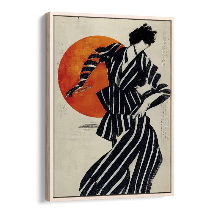 The Dancer by Treechild Women Illustration Paintings in Oak Wood Floater Frame