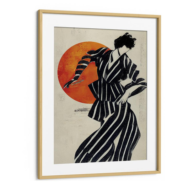 The Dancer by Treechild Women Illustration Paintings in Oak Wood Frame With Mount