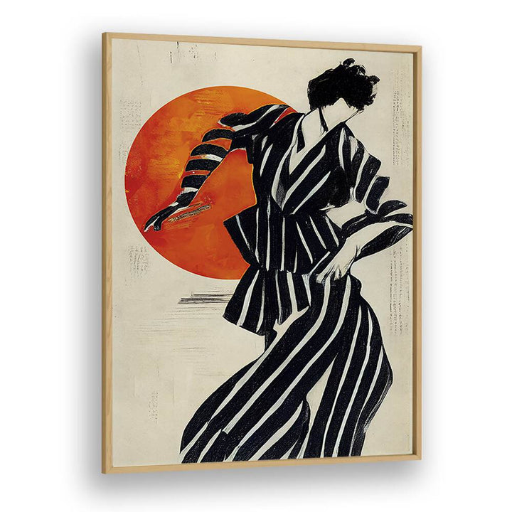 The Dancer by Treechild Women Illustration Paintings in Oak Wood Plain Frame