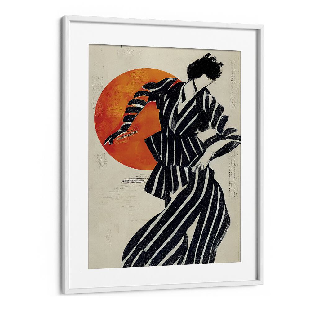 The Dancer by Treechild Women Illustration Paintings in White Frame With Mount