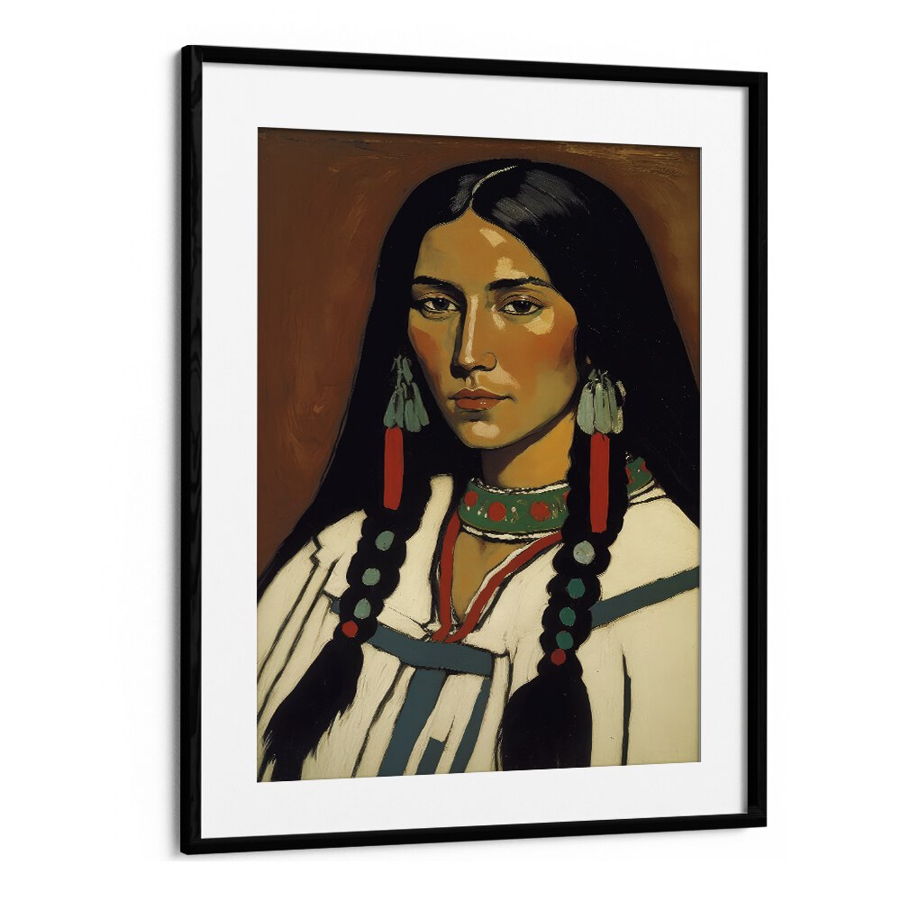 The Daughter of Ashok by Treechild Women Illustration Paintings in Black Frame With Mount