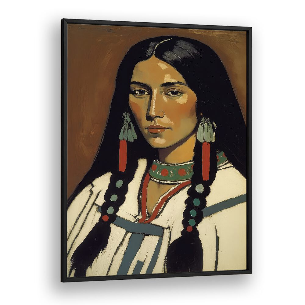 The Daughter of Ashok by Treechild Women Illustration Paintings in Black Plain Frame